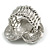 Silver Tone Clear Crystal Paved 'Be Mine' Heart Shaped Cocktail Stretch Ring - 3cm Length - Adjustable Size 7/8 - view 8