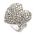 Silver Tone Clear Crystal Paved 'Be Mine' Heart Shaped Cocktail Stretch Ring - 3cm Length - Adjustable Size 7/8 - view 4