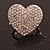 Silver Tone Clear Crystal Paved 'Be Mine' Heart Shaped Cocktail Stretch Ring - 3cm Length - Adjustable Size 7/8 - view 6