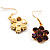 Purple CZ Daisy Necklace And Drop Earring Costume Set In Gold Tone - view 8