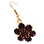 Purple CZ Daisy Necklace And Drop Earring Costume Set In Gold Tone - view 9