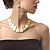 Gold Plated Bib Style Necklace&Clip-On Earring Ethnic Set - view 7