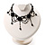 Black Gothic Fashion Necklace And Earring Set - view 8