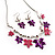 Maple Leaf Necklace And Earring Set (Purple&Pink)