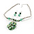 Green Glass Floral Fashion Set (Necklace & Earrings) - view 9