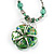 Green Glass Floral Fashion Set (Necklace & Earrings) - view 11