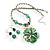 Green Glass Floral Fashion Set (Necklace & Earrings) - view 4