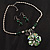 Green Glass Floral Fashion Set (Necklace & Earrings) - view 3