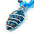 Blue Glass Bead Leaf Pendant & Earring Fashion Set - view 3