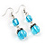 Blue Glass Bead Leaf Pendant & Earring Fashion Set - view 5
