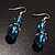 Blue Glass Bead Leaf Pendant & Earring Fashion Set - view 10