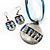 Silver Tone 'Egyptian Life' Necklace And Drop Earrings Set
