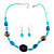 Blue Glass Bead Necklace And Drop Earrings Set