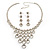 Bridal Swarovski Crystal Bib Necklace And Drop Earring Set (Silver Tone) - view 2