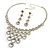 Bridal Swarovski Crystal Bib Necklace And Drop Earring Set (Silver Tone) - view 4