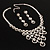 Bridal Swarovski Crystal Bib Necklace And Drop Earring Set (Silver Tone) - view 6