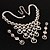 Bridal Swarovski Crystal Bib Necklace And Drop Earring Set (Silver Tone) - view 3