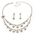 Bridal Clear Diamante Layered Floral Necklace & Earrings Set In Silver Plating - view 2
