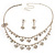 Bridal Clear Diamante Layered Floral Necklace & Earrings Set In Silver Plating - view 12