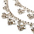 Bridal Clear Diamante Layered Floral Necklace & Earrings Set In Silver Plating - view 8