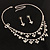 Bridal Clear Diamante Layered Floral Necklace & Earrings Set In Silver Plating - view 4