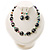 Black Glass & Semiprecious Bead Necklace & Earring Set