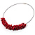 Coral Red Nugget Cluster Choker And Drop Earrings Set (Black Tone) - view 4