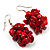 Coral Red Nugget Cluster Choker And Drop Earrings Set (Black Tone) - view 7