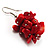 Coral Red Nugget Cluster Choker And Drop Earrings Set (Black Tone) - view 8
