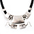 Antique Silver Ethnic Necklace Choker On Leather Cord And Drop Earring Set