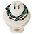 Multistrand Turquoise Stone Necklace And Drop Earrings Set (Silver Tone) - view 2