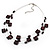 3 Strand Purple Glass Bead  Wire Necklace And Drop Earring Set (Silver Tone) - view 6