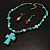 Turquoise Bead Cross Necklace And Drop Earrings Set (Silver Tone) - view 12