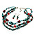 Multistrand Turquoise Stone Necklace And Drop Earrings Set (Silver Tone) - view 6