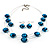 3 Strand Teal Blue Glass Bead  Wire Necklace And Drop Earring Set (Silver Tone) - view 6
