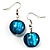 3 Strand Teal Blue Glass Bead  Wire Necklace And Drop Earring Set (Silver Tone) - view 4