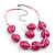 Raspberry Heart Resin Cotton Cord Necklace & Drop Earrings Set (Silver Tone) - 42cm Length