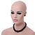 Jet Black Acrylic Bead Choker Necklace And Stud Earring Set In Silver Tone - 34cm L/ 7cm Ext - view 2