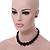 Jet Black Acrylic Bead Choker Necklace And Stud Earring Set In Silver Tone - 34cm L/ 7cm Ext - view 6