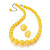 Bright Yellow Acrylic Bead Necklace And Stud Earring Set (Silver Tone) - 48cm Length