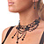 Victorian/ Gothic/ Burlesque Black Bead Choker And Earrings Set - view 7