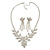 Bridal Diamante Floral Necklace & Earrings Set (Silver Tone) - view 2