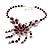 Luxury Ruby Red Coloured Swarovski Floral Necklace & Earrings Set (Silver Tone) - view 17