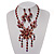 Luxury Ruby Red Coloured Swarovski Floral Necklace & Earrings Set (Silver Tone) - view 2