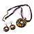 Violet Open-Cut Disk Enamel Organza Cord Necklace & Drop Earrings Set - view 4