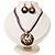 Violet Open-Cut Disk Enamel Organza Cord Necklace & Drop Earrings Set - view 2
