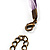Purple Open-Cut Disk Enamel Organza Cord Necklace & Drop Earrings Set (Bronze Tone) - view 9