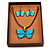 Light Blue Enamel Butterfly Necklace & Drop Earrings Set (Bronze Tone) - view 3