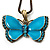 Light Blue Enamel Butterfly Necklace & Drop Earrings Set (Bronze Tone) - view 4