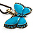 Light Blue Enamel Butterfly Necklace & Drop Earrings Set (Bronze Tone) - view 10